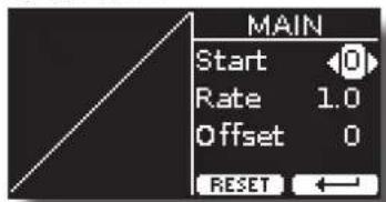 MAIN Start 0 Rate 1.0 Offset 0 RESET ←