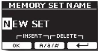 MEMORY SET NAME NEW SET INSERT DELET OK An/An
