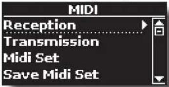 MIDI Reception Transmission Midi Set Save Midi Set