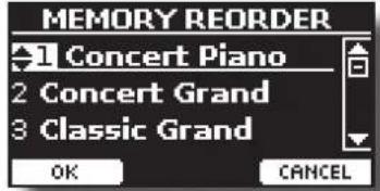 MEMORY REORDER 1 Concert Piano 2 Concert Grand 3 Classic Grand OK CANCEL
