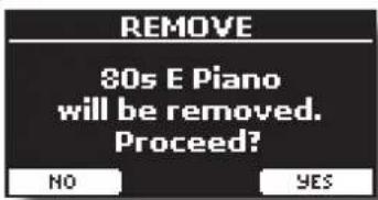 REMOVE 80s E Piano will be removed. Proceed? NO YES