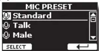 MIC PRESET Standard Talk Male SELECT