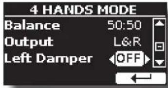 4 HANDS MODE Balance 50:50 Output L&R Left Damper OFF