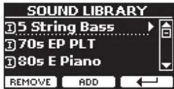 SOUND LIBRARY 15 String Bass 170s EP PLT 180s E Piano REMOVE ADD