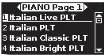 PIANO Page 1 Italian Live PLT 2 Italian PLT 3 Italian Classic PLT 4 Italian Bright PLT