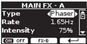MAIN FX - A Type Rate 1.65Hz Intensity 75% ON OFF FX-B