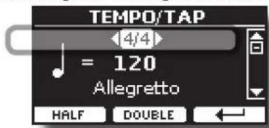TEMPO/TAP 4/4 = 120 Allegretto HALF DOUBLE