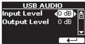 USB AUDIO Input Level 0 dB Output Level 0 dB