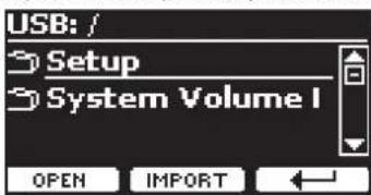 USB: / Setup System Volume I OPEN IMPORT