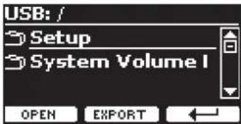 USB: / Setup System Volume I OPEN EXPORT