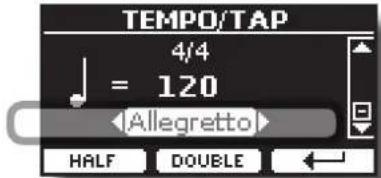 TEMPO/TAP 4/4 = 120 Allegretto HALF DOUBLE