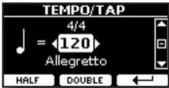 TEMPO/TAP 4/4 = 120 Allegretto HALF DOUBLE
