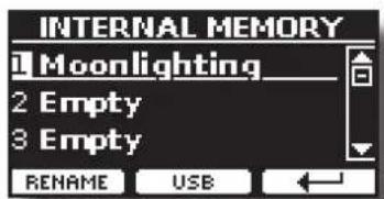 INTERNAL MEMORY Moonlighting 2 Empty 3 Empty RENAME USB
