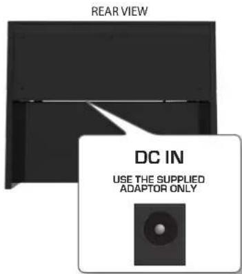 REAR VIEW DC IN USE THE SUPPLIED ADAPTOR ONLY