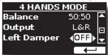 4 HANDS MODE Balance 50:50 Output L&R Left Damper OFF