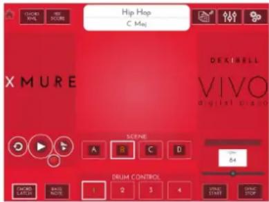 GLOBE RAIL HOT SCORE Hip Hop C Maj X MURE DEKIBELL VIVO digital audio SEENE A B C D 100 &4 DRUM CONTROL STOCK START GAIN STOP