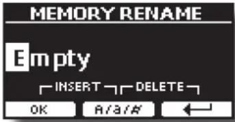 MEMORY RENAME Empty INSERT DELETE OK A/A/# ←