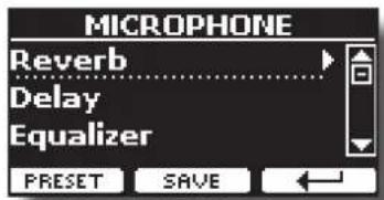 MICROPHONE Reverb Delay Equalizer PRESET SAVE