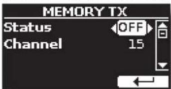 MEMORY TX Status OFF Channel 15