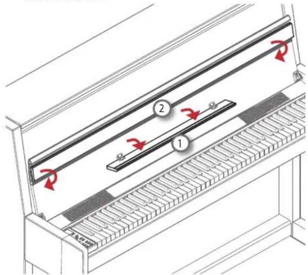 Technical diagram of a mechanical assembly with labeled components and directional arrows indicating motion or flow.