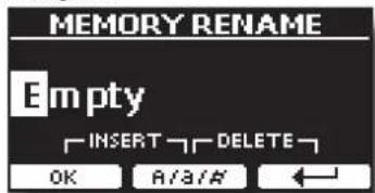 MEMORY RENAME Empty INSERT DELETE OK A/A/# ←