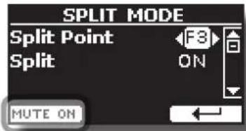 SPLIT MODE Split Point Split F3 ON MUTE ON