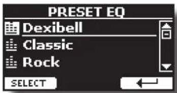 PRESET EQ Dexibell Classic Rock SELECT