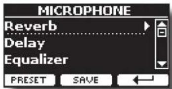 MICROPHONE Reverb Delay Equalizer PRESET SAVE