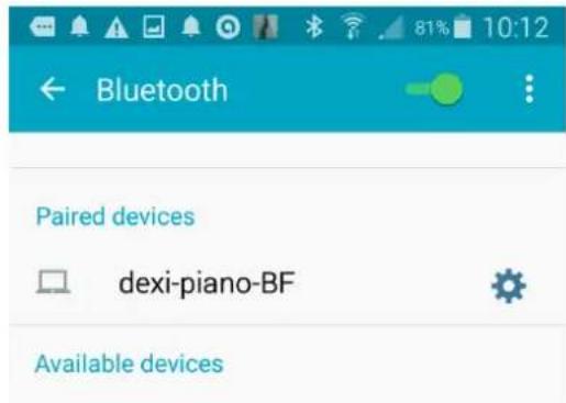 Bluetooth Paired devices dexi-piano-BF Available devices