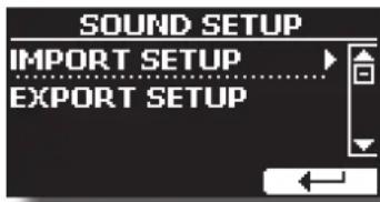 SOUND SETUP IMPORT SETUP EXPORT SETUP