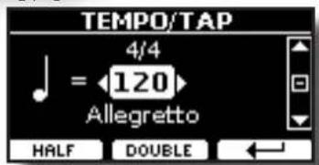 TEMPO/TAP 4/4 = 120 Allegretto HALF DOUBLE