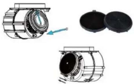 Technical illustration of a mechanical component with cross-sectional views and a blue arrow indicating motion (no text or symbols)