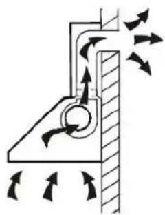 Diagram of a mechanical or fluidic system with directional arrows indicating flow or movement (no text or symbols present)