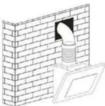 Illustration of a pipe opening into a brick wall with a separate inset showing a window (no text or symbols)