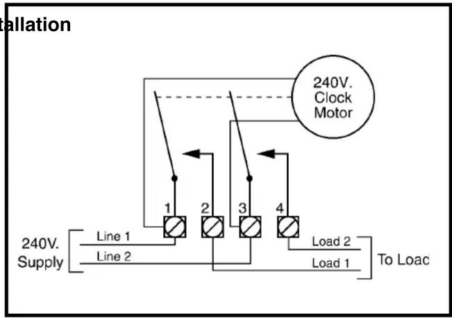 calation 240V. Clock Motor 1 2 3 4 240V. Supply Line 1 Line 2 Load 2 To Loac Load 1