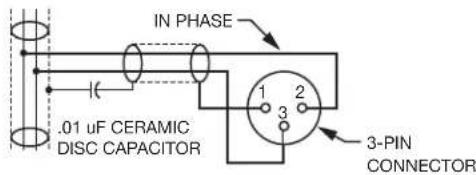 .01 uF CERAMIC DISC CAPACITOR IN PHASE 1 2 3 3-PIN CONNECTOR