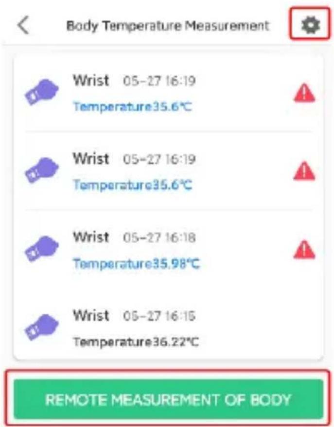Body Temperature Measurement Wrist 05-27 16:19 Temperature35.6°C Wrist 05-27 16:19 Temperature35.6°C Wrist 05-27 16:18 Temperature35.98°C Wrist 05-27 16:15 Temperature36.22°C REMOTE MEASUREMENT OF BODY