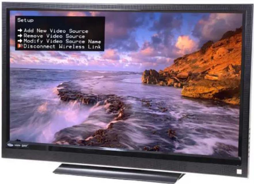 Setup → Add New Video Source → Remove Video Source → Modify Video Source Name → Disconnect Wireless Link