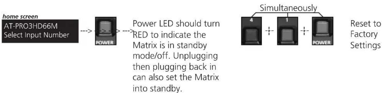 Atlona AT-PRO3HD66M - Resetting to factory settings - 1