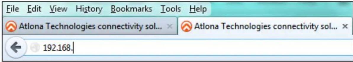 File Edit View History Bookmarks Tools Help Atlona Technologies connectivity sol... × Atlona Technologies connectivity sol... × 192.168.