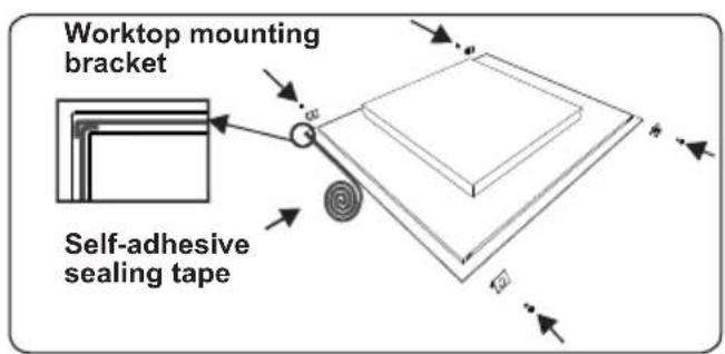 Worktop mounting bracket Self-adhesive sealing tape