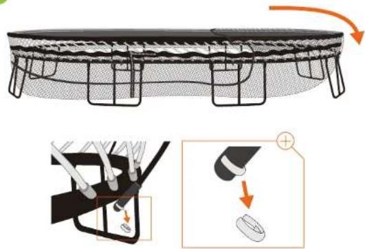Diagram illustrating a mechanical assembly with labeled components and directional arrows, including a magnified view of the component being inserted.