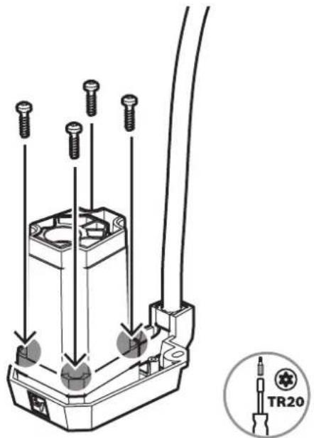 Technical diagram showing screw installation with labeled components and a TR20 pin indicator