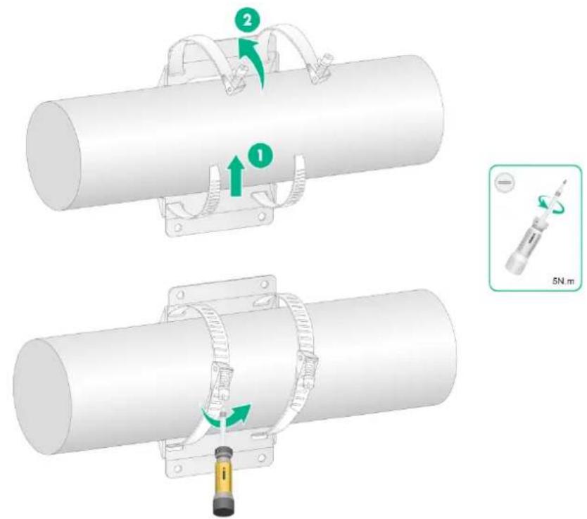 Diagram showing two mechanical setups with labeled components and a 5N·m scale indicator for screwdriver operation.