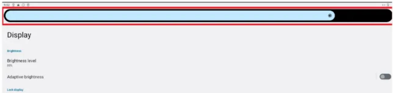 Display Brightness Brightness level 85% Adaptive brightness Lock display