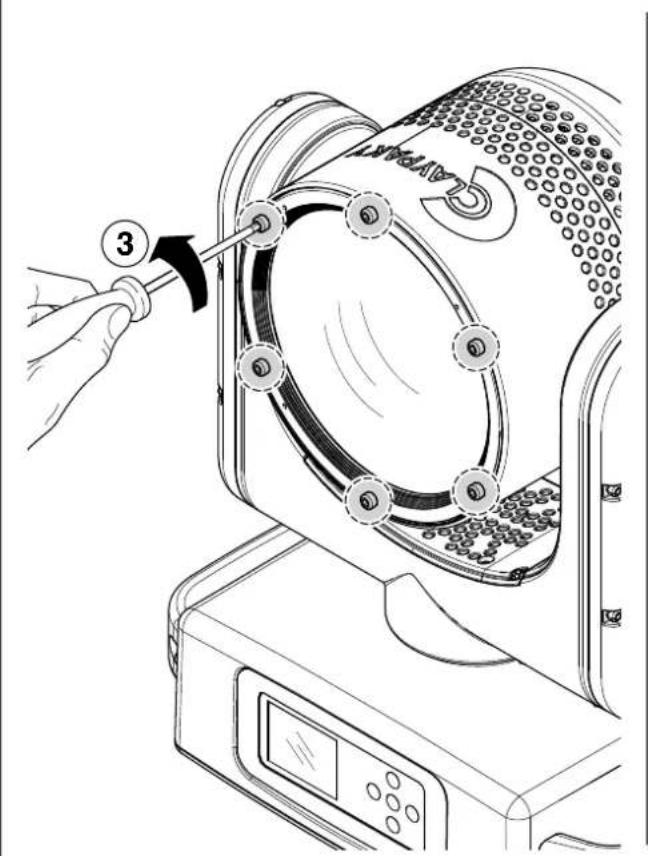 Claypaky Mini-B Sparky Aqua - Cleaning the lenses - 5