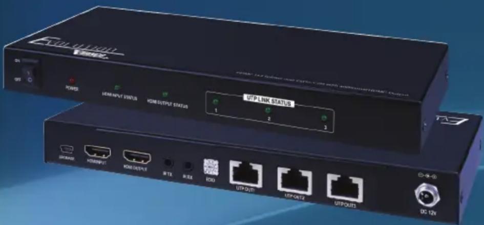 COMPLEX POWER HOME INPUT STATUS HOME OUTPUT STATUS UTP LINK STATUS 1 2 3 SICRASE HOMEINPUT HOME OUTPUT B TX B-EE IDU UTP OUT1 UTP OUT2 UTP OUT3 DC 12x