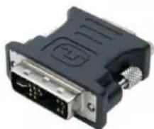 Close-up of a black DVI connector with metallic pins and a threaded port (no visible text or symbols)
