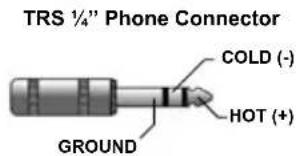 TRS ¼" Phone Connector COLD (-) HOT (+) GROUND