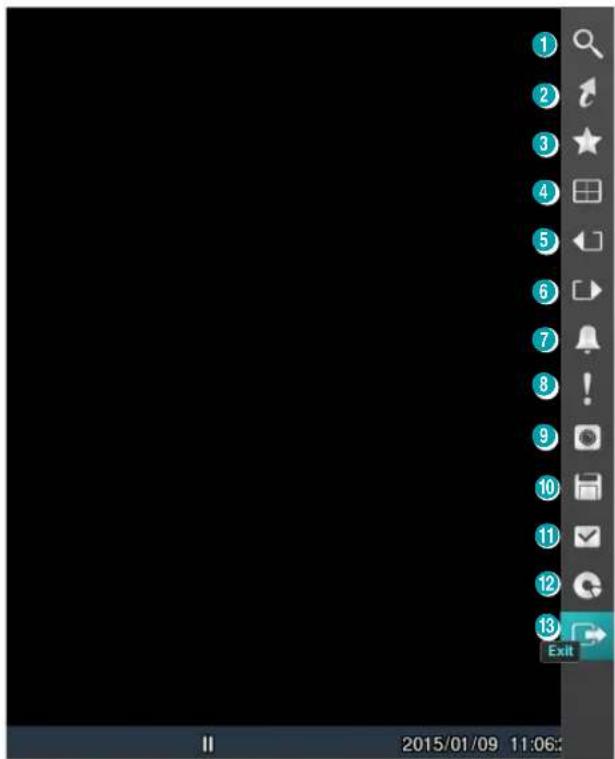 Mobile app interface screenshot showing a grid of numbered UI elements and a 'Exit' button at the bottom.